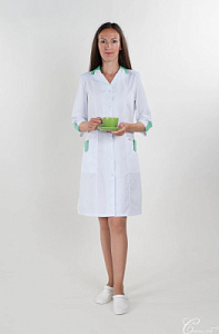 Халат женский 172 ТС. Цвет: белый и зеленое яблоко