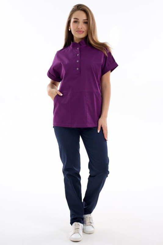 Костюм женский 401 CVC. Цвет: сливовый и темно-синий