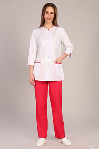 Костюм женский 175 ТС. Цвет: белый и лососевый и серый