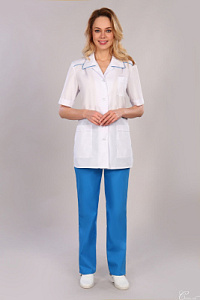 Костюм женский  21 ТС. Цвет: белый и васильковый